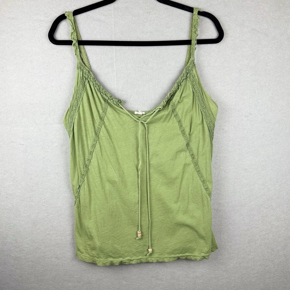 J.Crew Women's Green Y2K Tassel Sleeveless 100% Cotton Tank Top Boho Beach Sz SM
